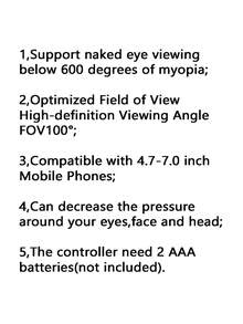 AyeBeau VR Glasses Virtual Reality Headset Viar Devices Helmet, Smart Goggles With 3D Lenses For Smartphones, Mobile Phone Game Accessory, Compatible With 4.7-7.0 Inch Smartphones, Including A White Mini Remote Control - Black and White - View 13