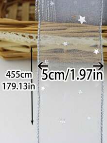 (5 Yards/Roll) 5cm Organza Ribbon For Gift Wrapping, Cake Baking Packaging, Bow Making, Gift&Flower Packaging, Wedding Decorations, DIY Projects, Hair Accessories, Brooches, Clothing Accessories - Flesh Pink - View 4