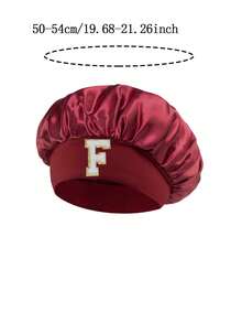 1顶幼儿/儿童26字母光滑缎面睡帽，时尚舒适，透气防滑，日常护发帽 - 酒紅色 - 查看 11