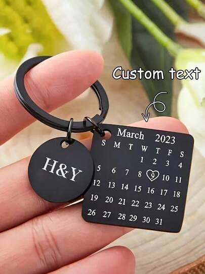1Pc Personalised Calendar Keychain, Custom Date Keyring Gift, Gift For Boy Friend,Girlfriend,Valentine's Keychain, Special Date Gift, Keyring Gift, Anniversary Gift ﻿