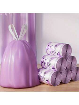 100pcs Heavy Duty Garbage Bags With Drawstring, Kitchen & Home Plastic Trash Bags For Waste Disposal