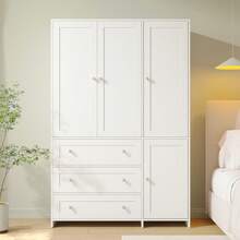 VOWNER 71" Large Wardrobe Closet With Mirror, Freestanding Bedroom Armoire With 3/6 Large Drawers & 2/4 Doors, Clothes Storage Organizer Cabinet For Bedroom, Gifts For Halloween & Thanksgiving - 白色-47.3"寬 - 查看 9