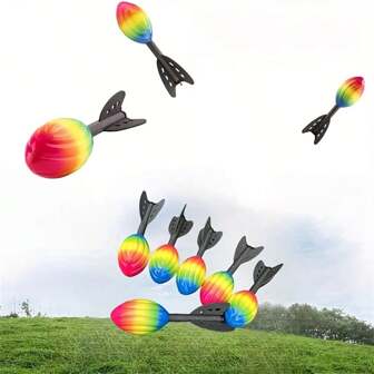 1/2/3pcs Rainbow Foam Spiral Throw Toys - Miniature Rocket, Missile, Bullet Ball, Safe Sandbag Set, 11.42inch, Colorful Outdoor Game For Beach, Lawn And Party, Battery-Free, Party Game Accessories | Lively Foam Games | Beach Accessories