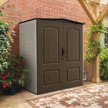 Medium Vertical Resin Outdoor Storage Shed With Floor (5 X 4 Ft), Weather Resistant, Brown, Organization For Home/Backyard/Pool/Garden/Lawn Tools - Multicolor - View 2
