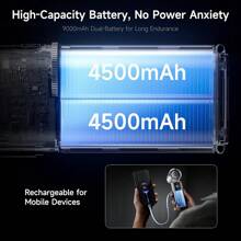 SULVGO Ventilatore da raffreddamento a semiconduttore ultra portatile con cavo di prolunga integrato e batteria ad alta capacità da 9000mAh, in grado di caricare il telefono in qualsiasi momento, ventilatore palmare ad alta velocità, versatile ventilatore a 100 velocità e 11000 giri/min, ventilatore pieghevole e da collo adatto per famiglia, viaggio e scuola, regalo per il fidanzato, la fidanzata, il miglior amico