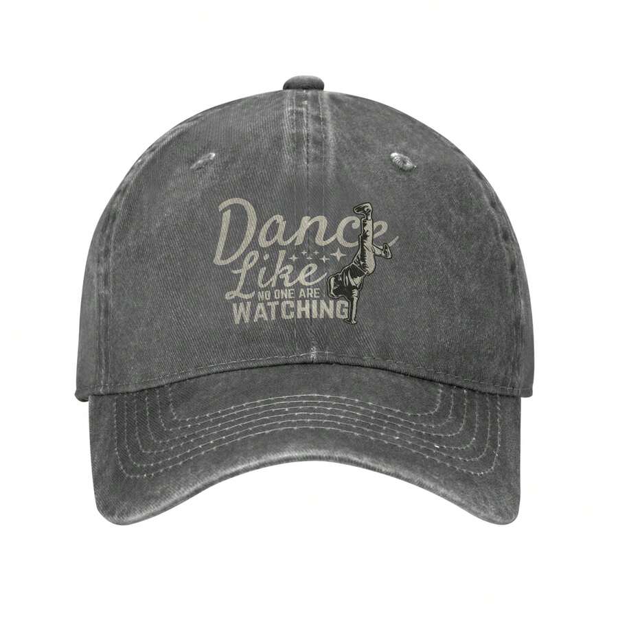 1pc Men's Baseball Cap Unisex Baseball Cap Dance Like No One Is Watching , Fashion Baseball Cap Fashion Baseball Hat Adjustable, Breathable, Suitable For Outdoor Sports, Camping, Beach, Holiday Gift - Grey - View 1