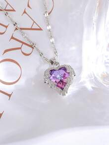 1件新款海洋之心项链简约高端蓝色项链配心形锁骨链