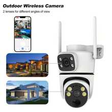 Dual Lens/Dual View Solar Powered Outdoor Security Camera, 1080P HD Outdoor Surveillance, CCTV Lithium Battery Solar Powered Two-Way Audio, USB Cable, 355° Rotation, 90° Vertical Angle, 2.4GHz WiFi, Night Vision, Waterproof, Android App Control, Fixed Panel, Suitable For Home And Business Outdoor Monitoring, Elderly Care, Pet Care