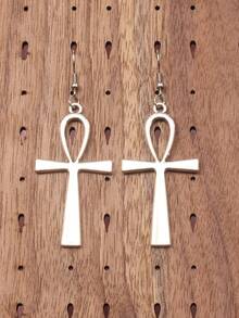 1 对 Ankh 十字架吊坠耳环 女士复古珠宝 长款大号配饰 节日礼物