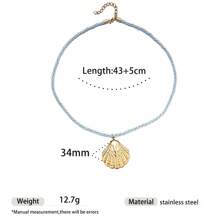 1pc Fashion Minimalist Vacation Style Colorful String Woven Stainless Steel Shell, Starfish, Sun, Heart, Flower Pendant Necklace, Suitable For Women Casual/Holiday Wear