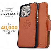 Funda tipo cartera Fibonacci Dreem para 16 Pro Max, 2 en 1 con cubierta de piel vegana desmontable, con soporte incorporado, protección RFID para tarjetas y compatible con MagSafe [Caramelo] - Caramelo-iPhone16ProMax - Ver 4