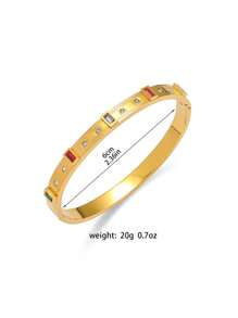 Pulseira Minimalista de Aço Titânio Dourado, Com Incrustação de Zircônia Artificial, Comprimento Ajustável, Adequado para Looks de Verão, Férias, Presentes para Amigos, Resistente à Desbotamento e Hipoalergênico, Acessório Elegante para Mulheres