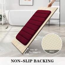 Burgundy Memory Foam Bath Mats, Non Slip Extra Soft Absorbent Machine WashableToilet Bathroom Rug Set 3 Piece (20"X32"+24"X44"+U Shape 20"X24") - Burgundy - View 6