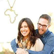 Women's Minimalist Africa Map Pendant Necklace,  Personalized Africa Motherland Continent Outline Necklaces Chain Length 18" Extension Chain 2" ( 18K Gold And Silver Plated Both Choice, Jewelry With Gifts Box)2025 - 18K金 - 查看 6