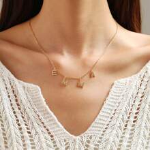 Custom Dangle Letters Name Necklace | Personalized Letter Initial Necklace With Diamond | Personalized Bling Druzy Heart Dangle Initials Necklaces - Multicolor - View 4