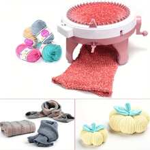 48-Nadel Sentro Strickmaschinen-Set mit Ständer, runder intelligenter Webrahmen für Erwachsene und Anfänger, DIY Bastelwerkzeug zum Herstellen von Mützen, Schals, Handschuhen, unaufgeladen (Garnfarbe ist zufällig) Strickmaschine mit 48 Nadeln, handgefertigte Woll-Webmaschine