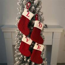 Personalized Baby Shower Christmas Stocking,Christmas Stockings Small Xmas English Letters Hanging Stockings Christmas Socks Double Sided Fireplace Hanging Stockings For Christmas Party Decoration New Year Party Gift Favors Supplies,Knit Monogram Christmas Stockings,Family Holiday Xmas Party Decor