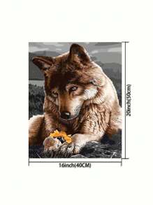 1 Set Kit de Pintura Digital al Óleo de Estilo Lobo, Obra de Arte sin Marco para Adultos, Decoración de Pared de Dormitorio y Arte, Proceso de Pintura Simple e Interesante, Sin Habilidades de Dibujo Requeridas, Cumple Tu Sueño de Ser Pintor, Sumérgete en el Mundo Colorido, Cada Pincelada es Autoexpresión, Regalo Romántico para Familiares y Amigos, Regalo de Vacaciones, 40*50CM