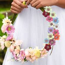 Faux Silk Multi-Layered Handmade Artificial Flowers Purple White Pink Bulk - Orange - View 6