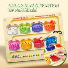 Un juguete tablero con laberinto de conteo de imanes de colores que desarrolla la motricidad fina y el control del lápiz, un juguete educativo Montessori con laberinto magnético de colores y números, un regalo ideal para niños