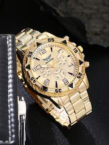 6pcs/Set 3 Colors Combination Men Quartz Watch + Fashionable Personalized Jewelry, Modern Versatile - Multicolor - View 4