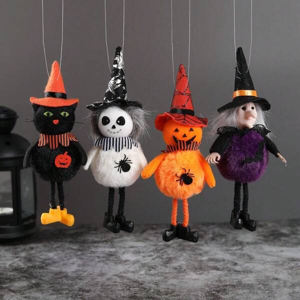 1 pieza Decoración de Halloween Muñeca bruja calabaza colgante, Accesorio para ambientar la escena de la fiesta