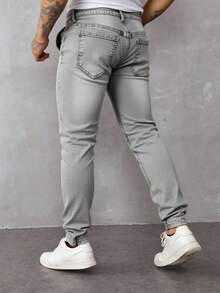 Pantalones vaqueros ajustados para hombre de color gris claro, estilo elegante y moderno, ideal para looks urbanos - Gris - Ver 3