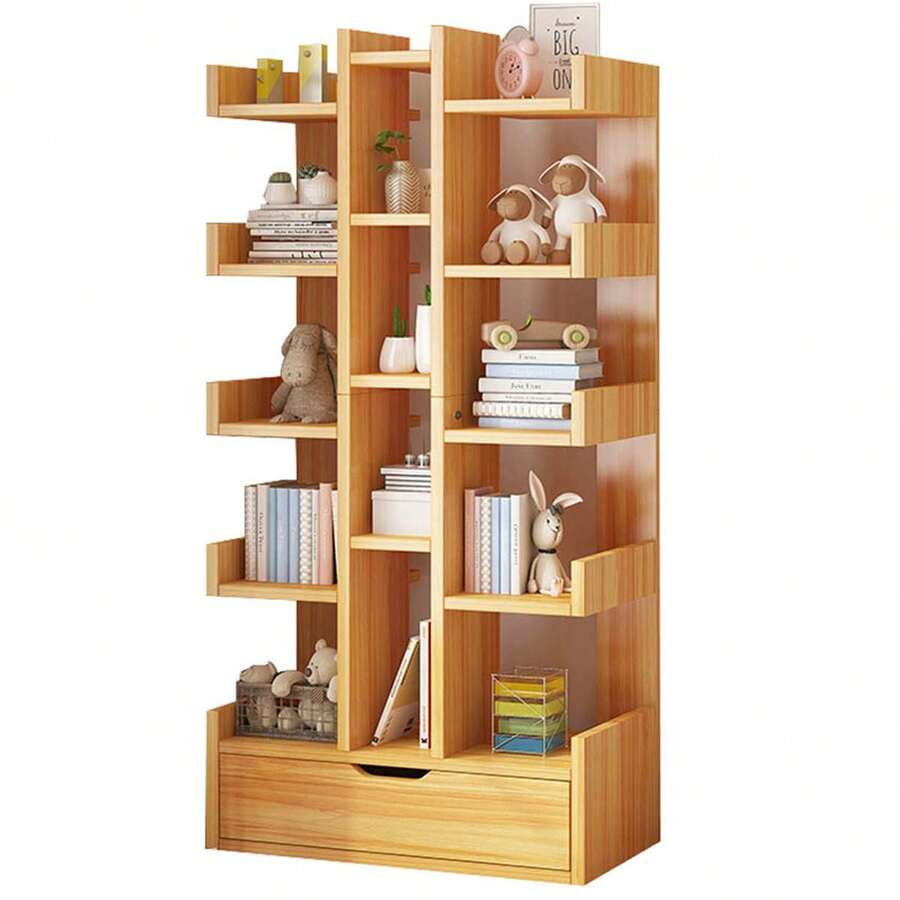 Librero de almacenamiento multicapa con cajones diseño minimalista para sala u oficina organizador de libros y decoración moderno y funcional - Granate - Ver 1