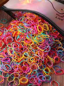 50/500/1000 条一次性女士简约时尚可爱休闲高弹力加厚宽 1.5 厘米/0.6 英寸橡胶彩色发带，适合女性日常化妆、通勤、运动、高马尾使用、发饰、健身配件、发带、发饰、马尾辫夹、发圈、发橡皮筋