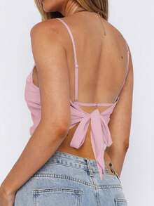 Vaiaye Women's Sexy Lace Camisole Top With Cinched Waist, Spring/Summer - Pink - View 10