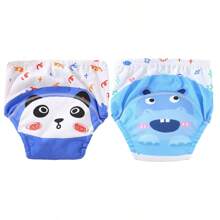 4 Stück dünne positionierte Tierdruck Baby Jungen/Mädchen Trainingshosen, weich & bequeme wiederverwendbare Stoffwindeln, unverzichtbares Geschenk für Babys