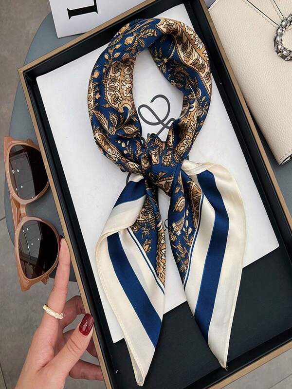 1 pieza Pañuelo/diadema de satén con elegante estampado de paisley en estilo bohemio