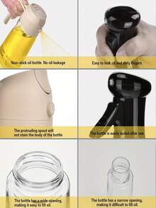 2-In-1 Glass Oil Dispenser And Sprayer - 1 Pack Round Shape - PVC Free - Machine Washable - Ideal For Cooking, Air Fryer, BBQ, Salad - Kitchen Oil Sprayer Bottle - Easy Grip Handle - Perfect For Cooking - 綠色 - 查看 5