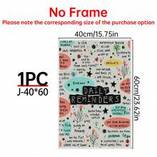 1 PIEZA Póster de lienzo con recordatorios diarios inspiradores, arte de pared motivacional para el hogar, oficina, cafetería - Sin marco, sin plumas - Ideal para regalos de cumpleaños y festividades - 1PC - Ver 19