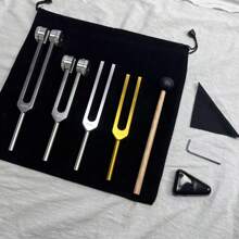 3pcs Set Ear Wax Removal Tuning Forks, Professional Healing Sound Forks For Training - 136.1Hz, 256Hz, 432Hz, 528Hz Gold Color Yoga & Meditation Body Weighted Forks - Relaxation Instruments