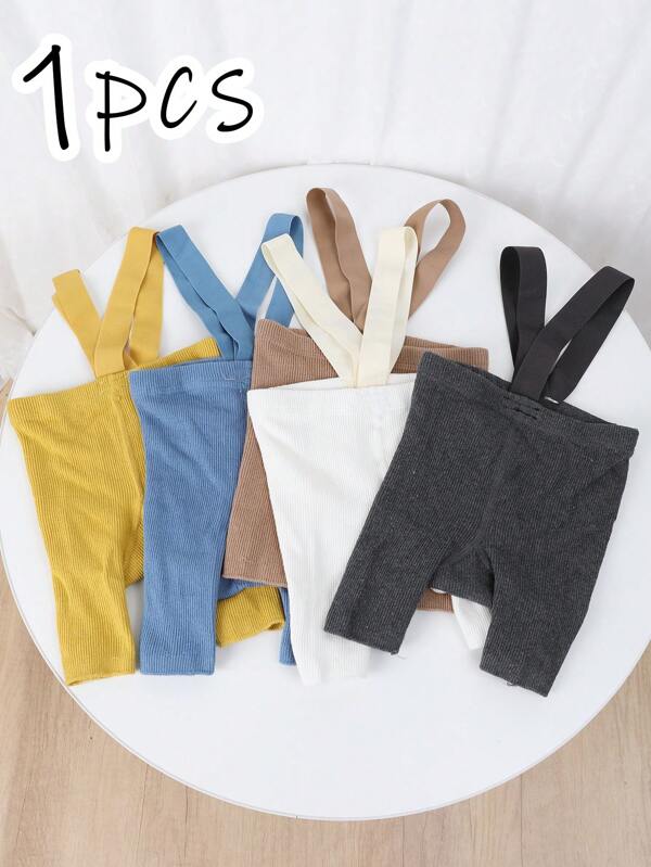 1pc Girls' Suspender Shorts, Summer Infant Fashion High-Waisted Belly Protective Shorts