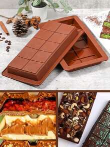 10-Grid Chocolate Mold, Silicone Baking Tool, DIY Cake Mold - Brown - View 7