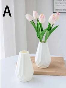 1 件创意塑料花瓶,仿真花艺架,多功能花盆,装饰花瓶,防震,防摔,简约风格,适用于客厅,卧室,书房,花坛,图书馆装饰,干花,鲜花,人造花,派对装饰,母亲节,情人节,万圣节,圣诞节礼物 - 白色 - 查看 4
