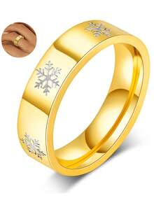 1 pezzo Anello da donna a fiocco di neve, anello in acciaio inossidabile placcato oro 18k, anello natalizio, gioiello a fiocco di neve come regalo di Natale per donna, misura da 6 a 10
