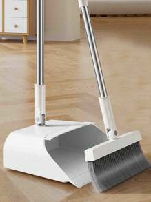 Broom And Dustpan Set, Soft Bristle Broom And Waste Dust Pan Combo, Single Sweeping Brush Household Cleaning Tool