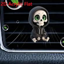 1 pieza/Set Clip decorativo de acrílico para coche con diseño lindo de cachorro/animal de dibujos animados/esqueleto de Halloween, clip de aire acondicionado de curación con diseño de dibujos animados para decoración interior - 1 pieza multicolor - Ver 3