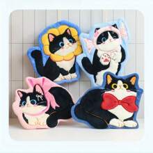 Toalla de mano de felpa de coral con diseño de gato lindo - de secado rápido, súper absorbente y suave, fácil de colgar en la cocina y el baño, toalla de mano absorbente y linda con dibujos animados de felpa de coral para la cocina y el baño, conveniente para secar en cualquier momento