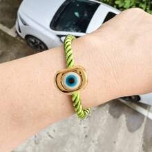 2025 Boho Thick Rope Exaggerated Necklace Plump Peach Green Evil Eye Pendant Necklace For Women New Jewelry Accessories Collar