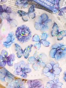 60 fogli/scatola, adesivi floreali primaverili, adesivi decorativi in PET trasparente e impermeabile, adesivi con motivi vegetali per fai-da-te, segnalibri per la lettura, decorazioni per confezioni regalo, forniture di cancelleria alla moda per la stagione di ritorno a scuola