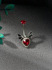 CIZME 14G Edelstahl Bauchnabelringe mit Fledermaus, bösen Augen und rosa roten Zirkonia für Damen als Halloween Körperschmuck, Bauchnabelpiercing Schmuck