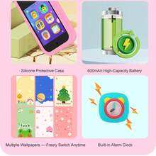 Juguete de teléfono inteligente para niños con cámara dual, juegos, multifilros y pegatinas, reproductor de música para niños pequeños con funciones que incluyen alarma de juego, formación de hábitos, libros ilustrados, dibujo, calculadora, video, juguetes de sirena para teléfono para niños y niñas de 3 a 10 años, regalos de Navidad y cumpleaños, juguete de teléfono para niños, mejores regalos para volver a la escuela y cumpleaños - Multicolor - Ver 8
