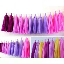 15 条纸质流苏 - 有多种颜色可供选择，非常适合生日、周年纪念、婚礼和派对装饰、照片背景、派对装饰和生日派对装饰。