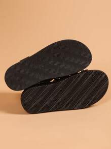 Women's Flat Sandals, New Thicker Sole Black Sandals, Roman Style Non-Slip Versatile Fashion Sandals, Casual Beach Sandals For Summer
