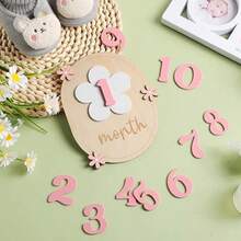 12 件装每月婴儿里程碑卡，含 11 个可互换数字，用于婴儿成长记录、木制里程碑标记、男婴和女婴拍照道具，非常适合新手父母、迎婴派对、婴儿房装饰、出生公告 - 彩色 - 查看 4
