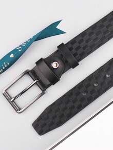 1pc Men's Pin Buckle PU Leather Belt (With Hole Punch Tool, No Gift Box) - Black No.2 - View 7